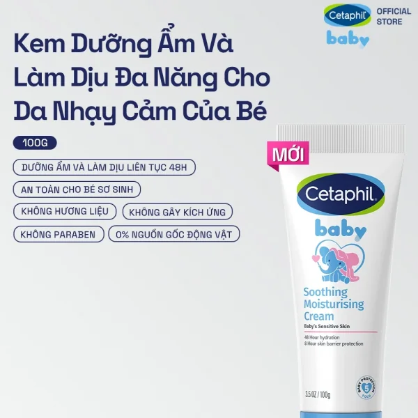 Kem làm dịu và dưỡng ẩm cho bé Cetaphil Baby Soothing & Moistuirising Cream 100g