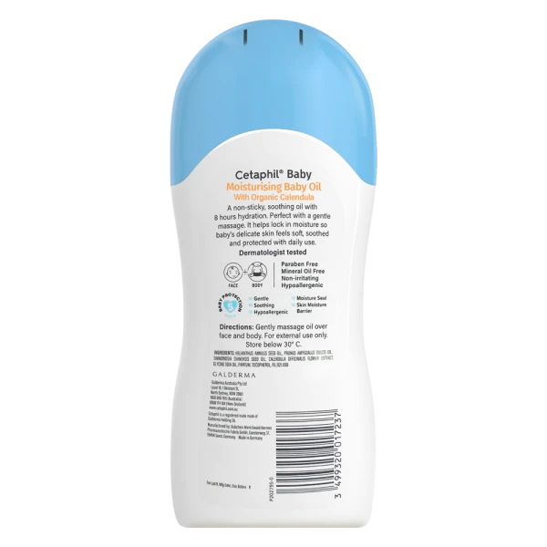 Dầu massage dưỡng ẩm hoa cúc Cetaphil Baby Moisturising Baby Oil with Organic Calendula 200ml