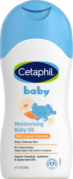 Dầu massage dưỡng ẩm hoa cúc Cetaphil Baby Moisturising Baby Oil with Organic Calendula 200ml