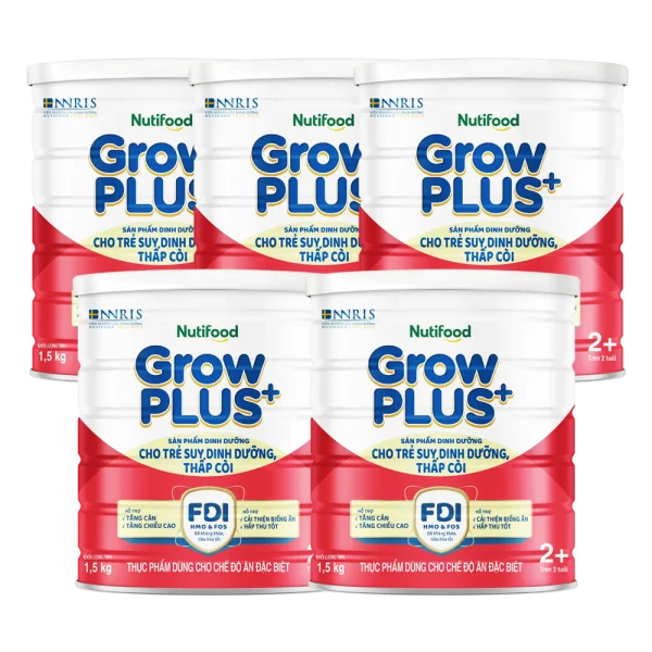 Combo 5 Sữa GrowPlus+ Đỏ 2+ tuổi, 850g
