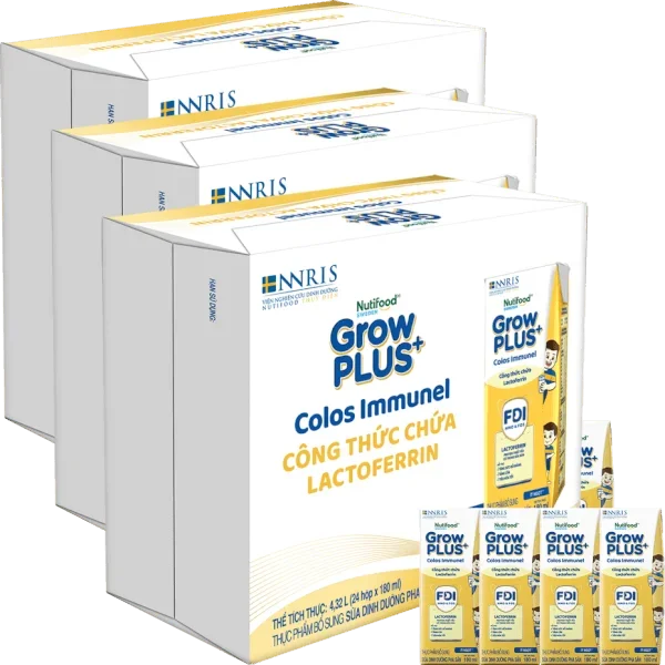 Combo 3 thùng Sữa GrowPLUS+ Colos Immunel 180ml, lốc 4 hộp (Trên 1 tuổi)