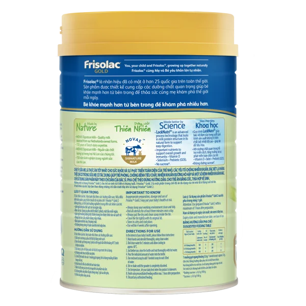 Frisolac Gold 2, 6 - 12 tháng tuổi, 800g (Giao bao bì ngẫu nhiên)