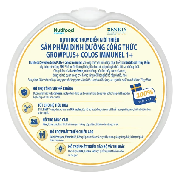 Sữa GrowPLUS+ Colos Immunel 1+, 800g (1-2 tuổi) (Giao bao bì ngẫu nhiên)