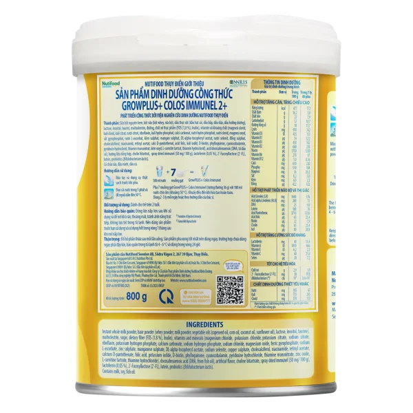 Combo 3 Sản phẩm dinh dưỡng công thức GrowPLUS+ Colos Immunel 2+, 800g ( trên 2 tuổi)