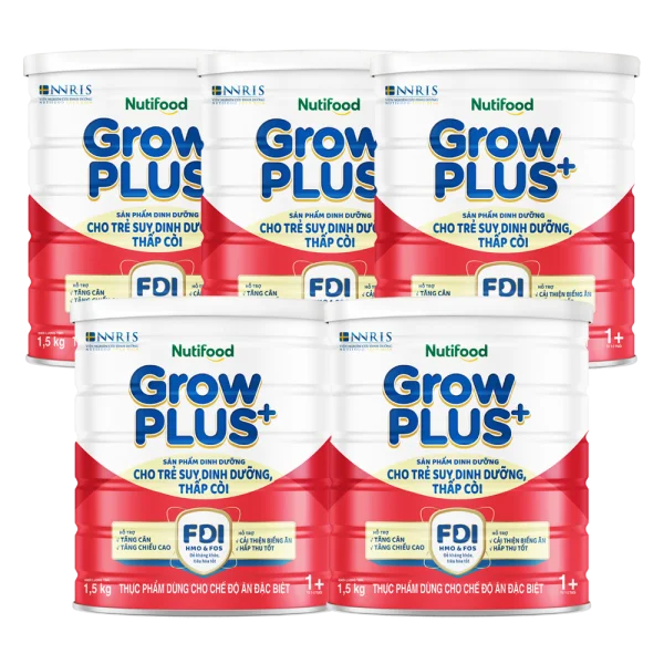 Combo 5 Sữa GrowPlus+ Đỏ 1,5kg (từ 1 tuổi)