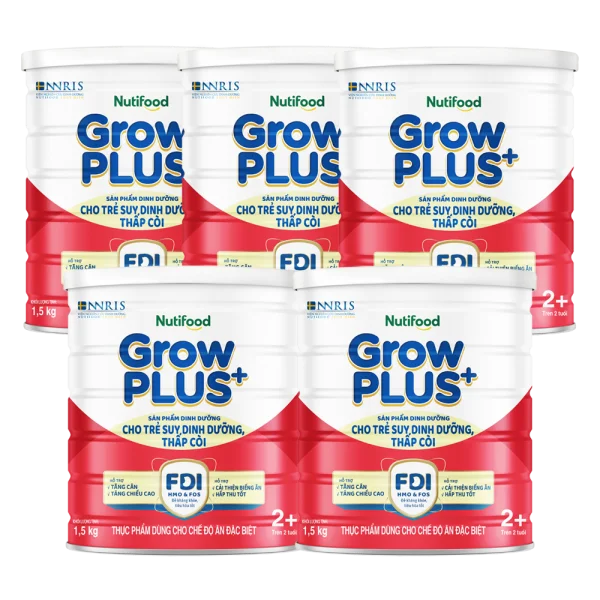 Combo 5 Sữa GrowPLUS+ Đỏ 2+ 1.5kg (Từ 2 tuổi)