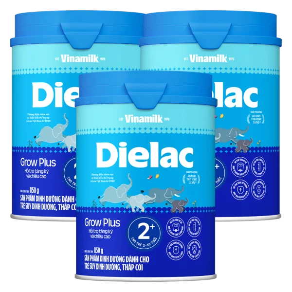 Combo 3 lon Sữa bột Dielac Grow Plus 2 , 2-10 tuổi, 850g
