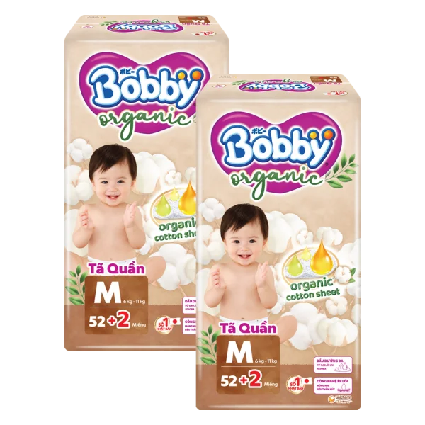 Combo 2 T&atilde; quần Bobby Organic M52 Miếng (+2 miếng)