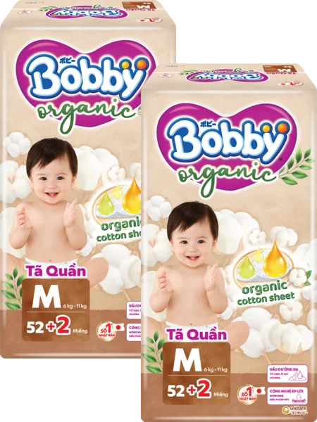Combo 2 Tã quần Bobby Organic M52 Miếng (+2 miếng)