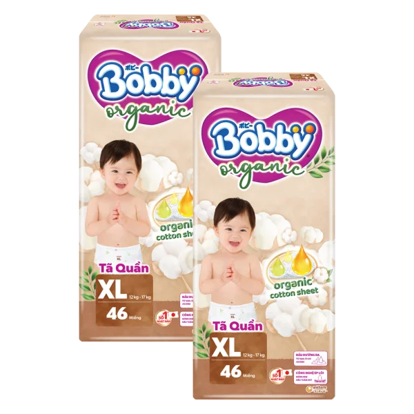 Combo 2 Tã quần Bobby Organic XL46 Miếng