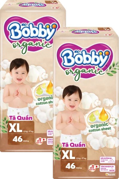 Combo 2 Tã quần Bobby Organic XL46 Miếng