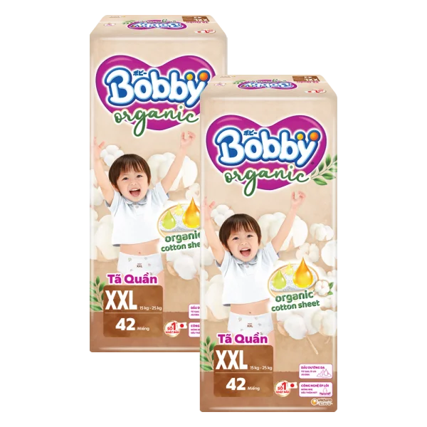 Combo 2 Tã quần Bobby Organic XXL42 Miếng