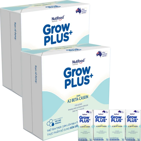 2 thùng Sữa Bột Pha Sẵn Nutifood GrowPLUS A2 Beta-Casein 110ml (Lốc 4)