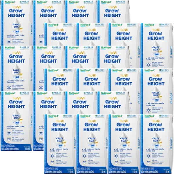 Combo 6 lốc Sữa Bột Pha Sẵn NUVI GROW HEIGHT ít đường 110ML (lốc 4 hộp)