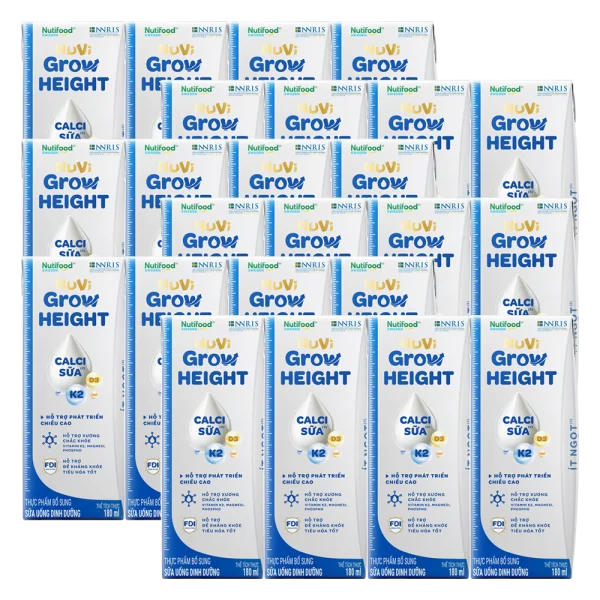 Combo 6 lốc Sữa Bột Pha Sẵn NUVI GROW HEIGHT ít đường 180ML (lốc 4 hộp)