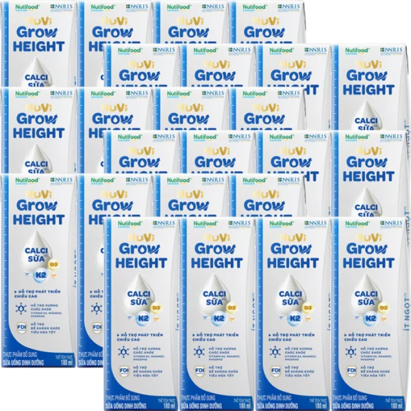 Combo 6 lốc Sữa Bột Pha Sẵn NUVI GROW HEIGHT ít đường 180ML (lốc 4 hộp)