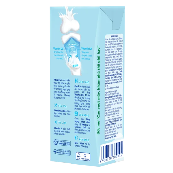 Sữa uống dinh dưỡng Vitagrow 180ml (cải tiến) (lốc 4 hộp)