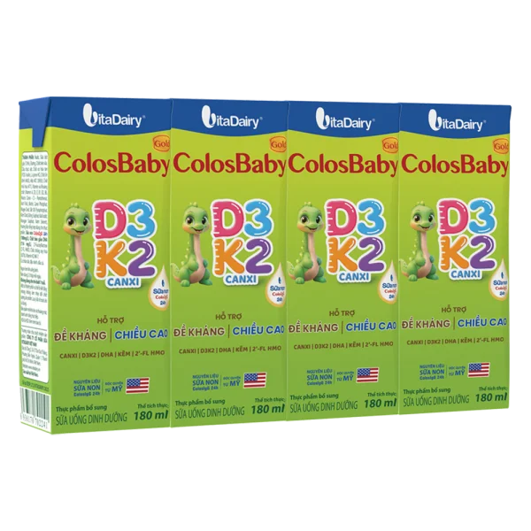 Sữa Uống Dinh Dưỡng Colosbaby Gold D3K2 180ml (lốc 4 hộp)