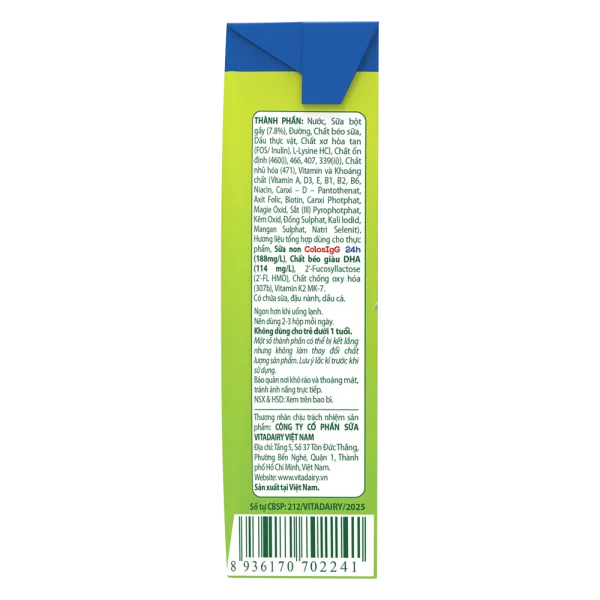 Sữa Uống Dinh Dưỡng Colosbaby Gold D3K2 180ml (lốc 4 hộp)