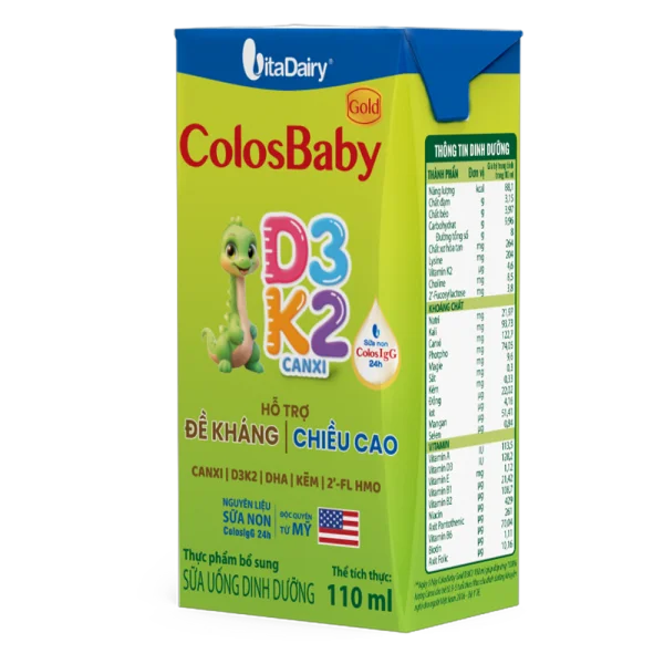 Sữa Uống Dinh Dưỡng Colosbaby Gold D3K2 110ml (lốc 4 hộp)