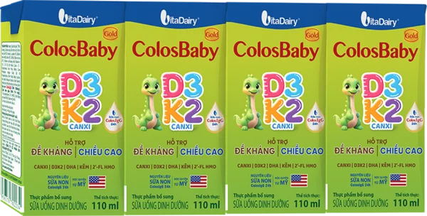 Sữa Uống Dinh Dưỡng Colosbaby Gold D3K2 110ml (lốc 4 hộp)