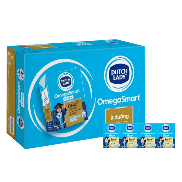 Thùng Sữa Dinh Dưỡng Dutch Lady OmegaSmart Ít Đường 110ml (lốc 4 hộp)