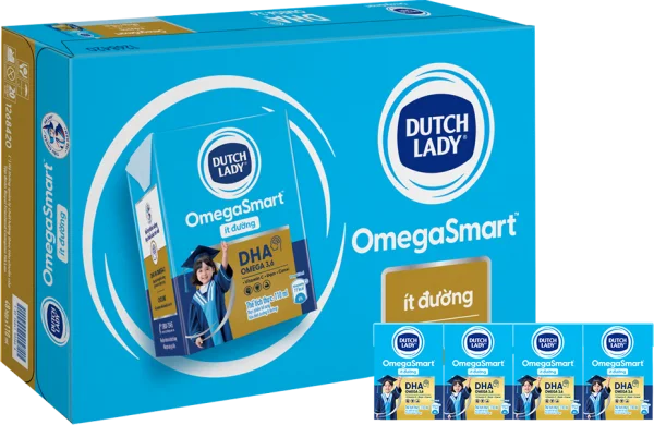 Thùng Sữa Dinh Dưỡng Dutch Lady OmegaSmart Ít Đường 110ml (lốc 4 hộp)