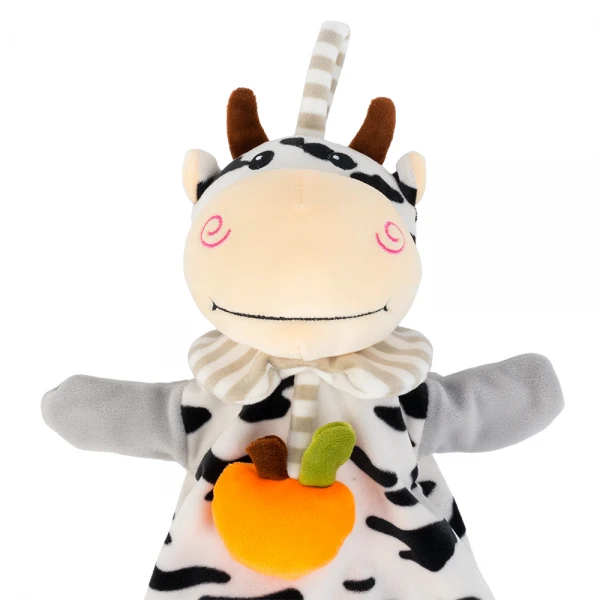 Thú xỏ tay kèm lục lạc, hình bò sữa đeo quả cam ngộ nghĩnh Animo C509 (TN)