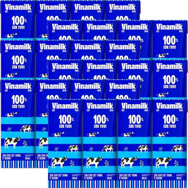 Combo 6 Sữa tươi tiệt trùng ít đường Vinamilk 180ml (Lốc 4 hộp)