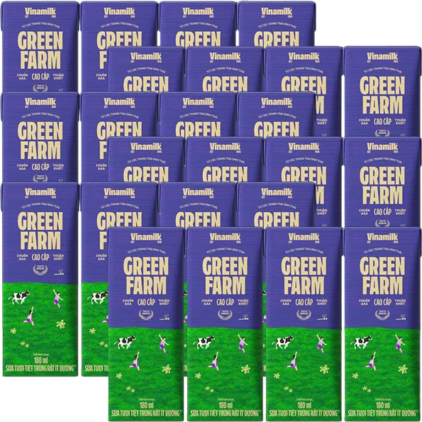 Combo 6 lốc Sữa tươi tiệt tr&ugrave;ng Vinamilk Green Farm rất &iacute;t đường 180ml (lốc 4 hộp)