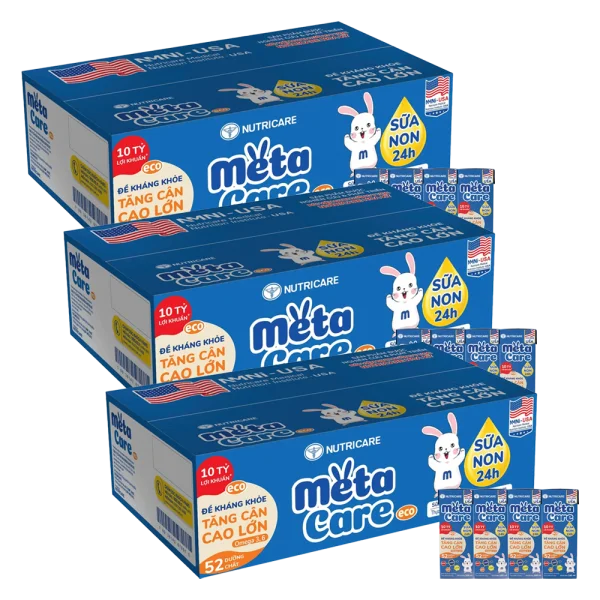 3 Thùng Sữa dinh dưỡng pha sẵn MetaCare Eco 180ml, Lốc 4 hộp (Từ 1 tuổi)