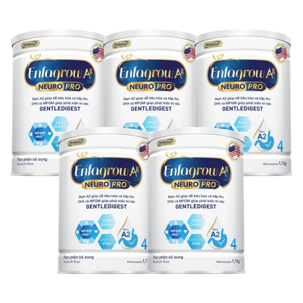 Combo 5 Sữa Enfagrow A2 Neuro Pro số 4 1.7 kg (3 - 6 tuổi)