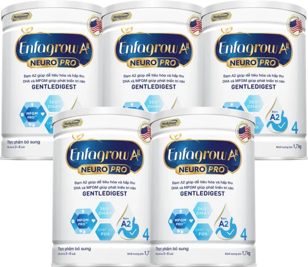 Combo 5 Sữa Enfagrow A2 Neuro Pro số 4 1.7 kg (3 - 6 tuổi)