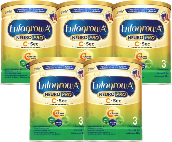 Combo 5 Sữa Enfagrow A+ NeuroPro 3 C-Sec 800g (2-6 tuổi)