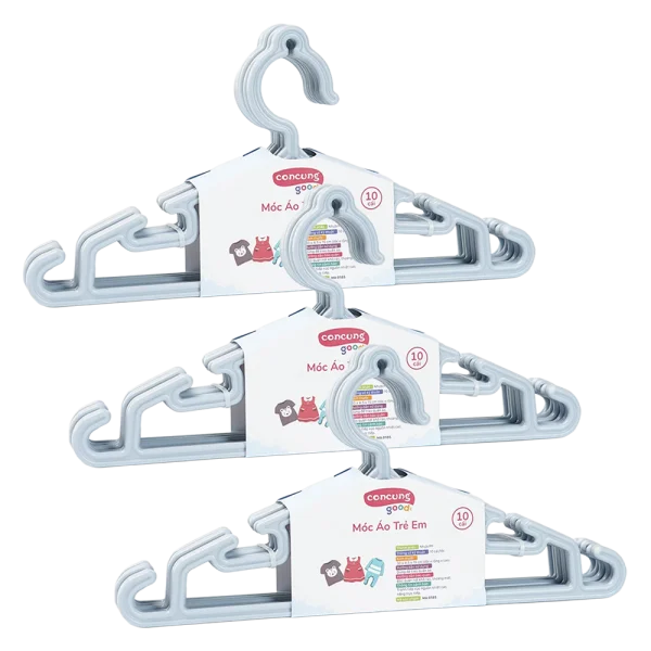 Combo 3 Móc áo mỏng trẻ em ConCung Good 185 - Màu xanh (10 cái/lốc)