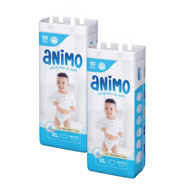 Combo 2 Tã Quần Animo Siêu Mềm Thoáng (XL, 50 miếng)