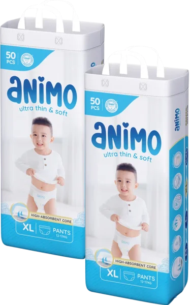 Combo 2 Tã Quần Animo Siêu Mềm Thoáng (XL, 50 miếng)