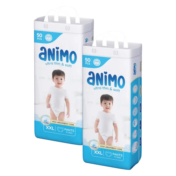 Combo 2 Tã Quần Animo Siêu Mềm Thoáng (XXL, 50 miếng)