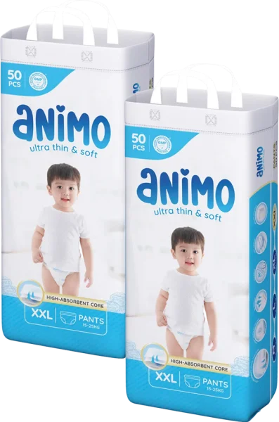 Combo 2 Tã Quần Animo Siêu Mềm Thoáng (XXL, 50 miếng)