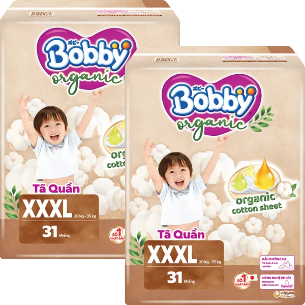 Combo 2 Tã quần Bobby Organic XXXL31 Miếng