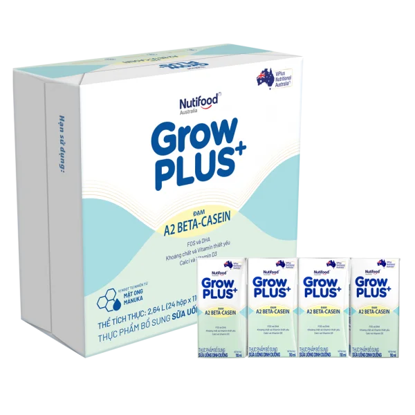 Thùng Sữa Bột Pha Sẵn Nutifood GrowPLUS A2 Beta-Casein 110ml (Lốc 4)
