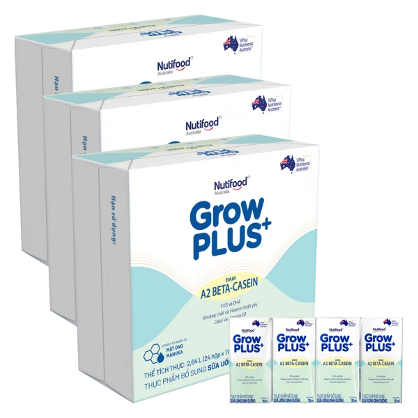 Combo 3 Thùng Sữa Bột Pha Sẵn Nutifood GrowPLUS A2 Beta-Casein 110ml (Lốc 4)