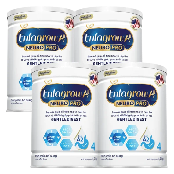 Combo 4 Sữa Enfagrow A2 Neuro Pro số 4 1.7 kg (3 - 6 tuổi)