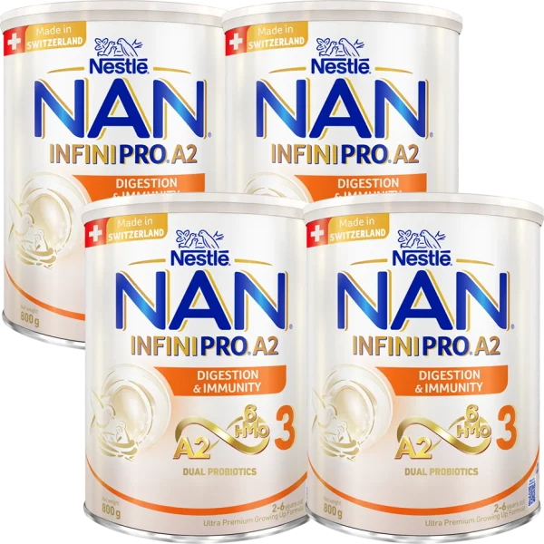 Combo 4 Sữa Nestlé NAN INFINIPRO A2 số 3 800g (6HMO) (2-6 tuổi)