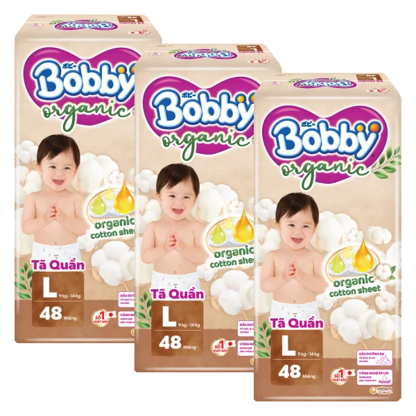 Combo 3 Tã quần Bobby Organic L48 Miếng