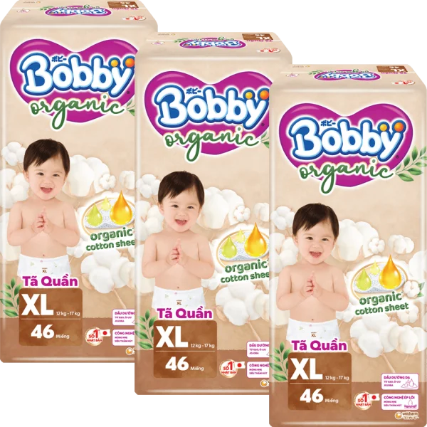 Combo 3 Tã quần Bobby Organic XL46 Miếng
