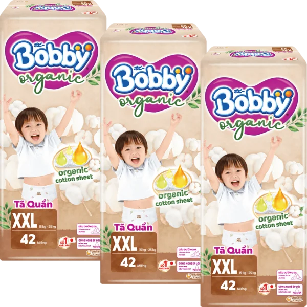 Combo 3 Tã quần Bobby Organic XXL42 Miếng