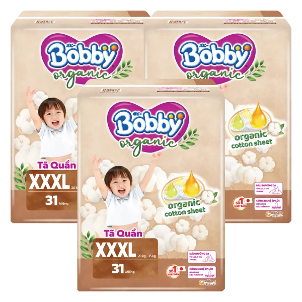 Combo 3 Tã quần Bobby Organic XXXL31 Miếng