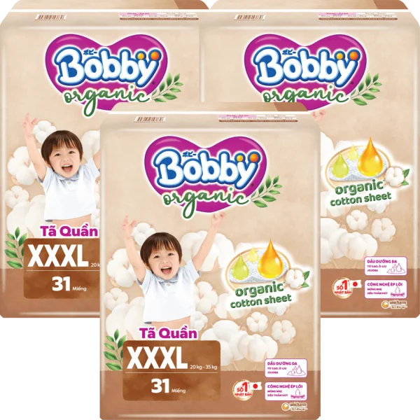 Combo 3 Tã quần Bobby Organic XXXL31 Miếng