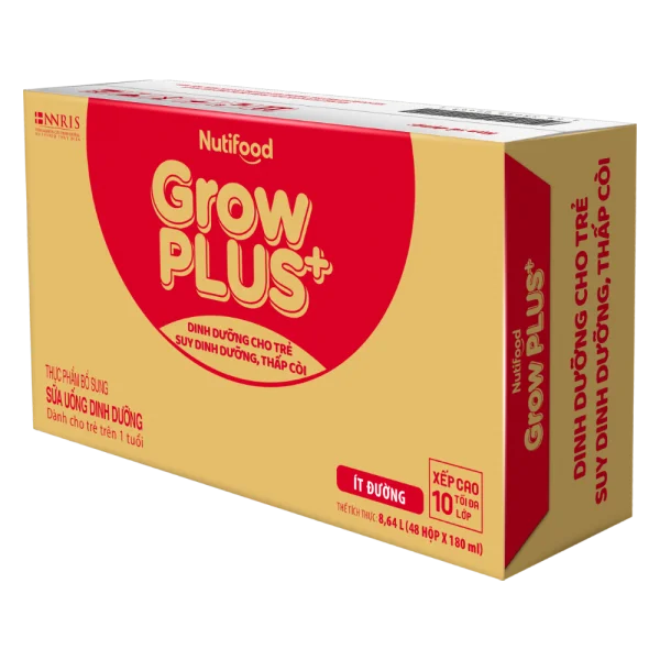 Sữa GrowPLUS+ ít đường 180ml (lốc 4 hộp)